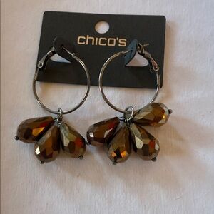 Chico's Metallic Beaded Hoop Earrings
